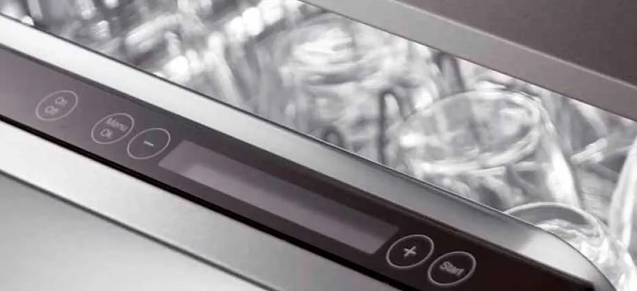 Close-up of a dishwasher control strip