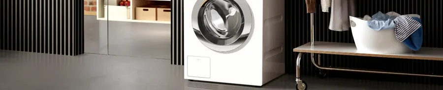Front-load washer in a laundry room